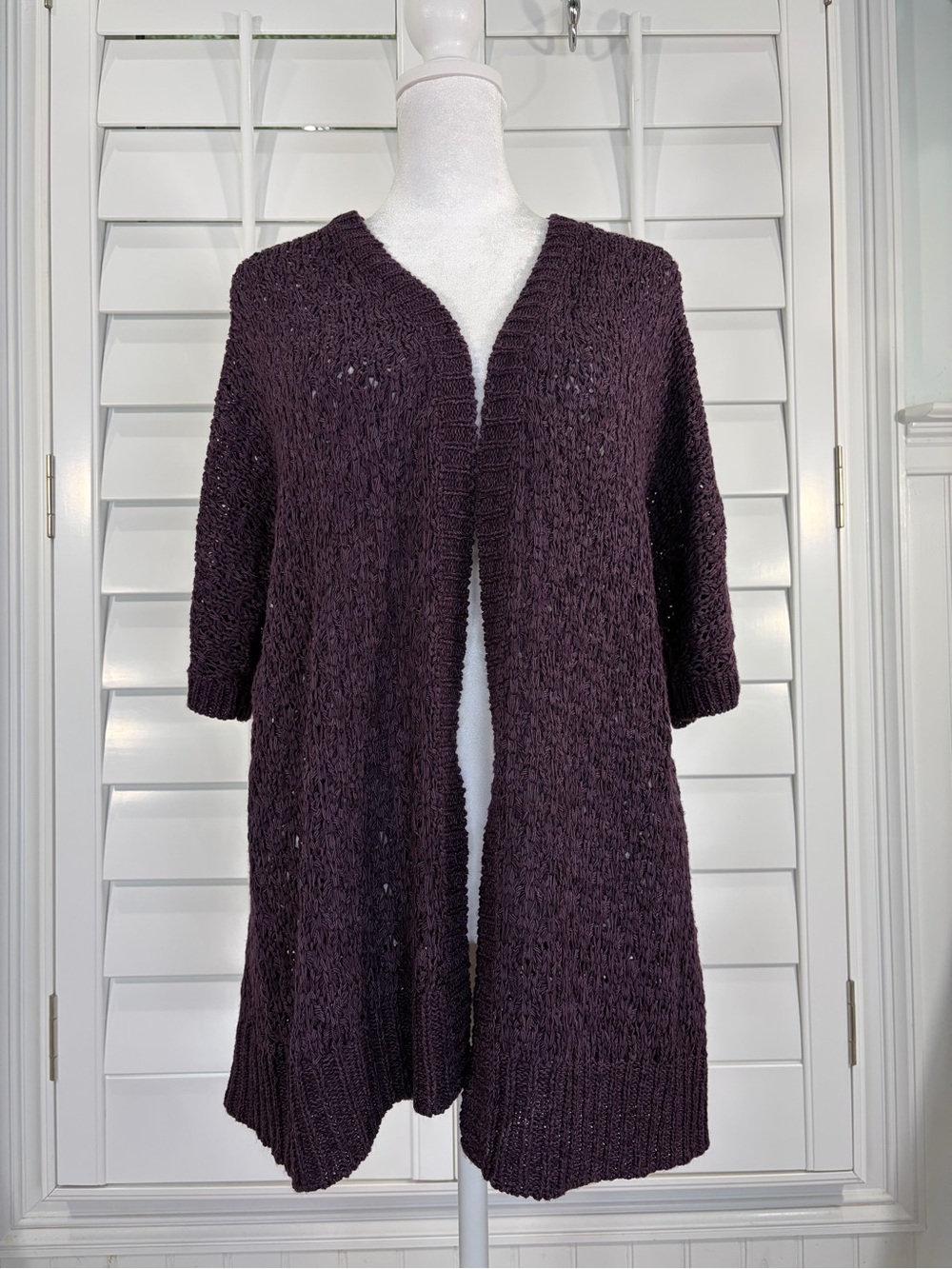 Chico's Open-Front Cardigan Sweater - Deep Plum (1)